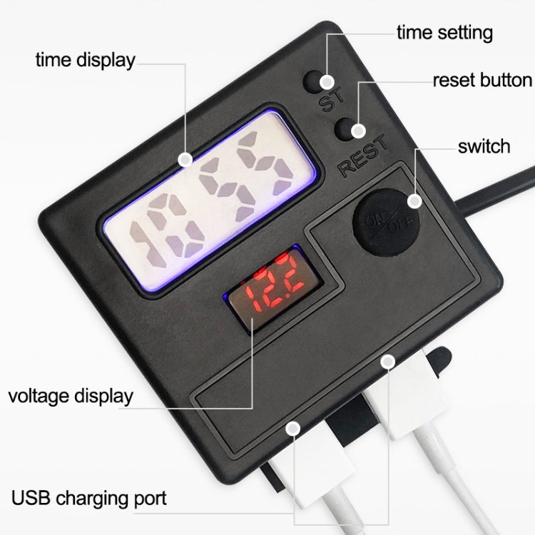 Motorcycle Clock Digital Display Dual USB Phone Charger Waterproof 5V 3A Fast Charge(Black) - Battery Charger by PMC TechLife | Online Shopping South Africa | PMC TechLife | Buy Now Pay Later Mobicred