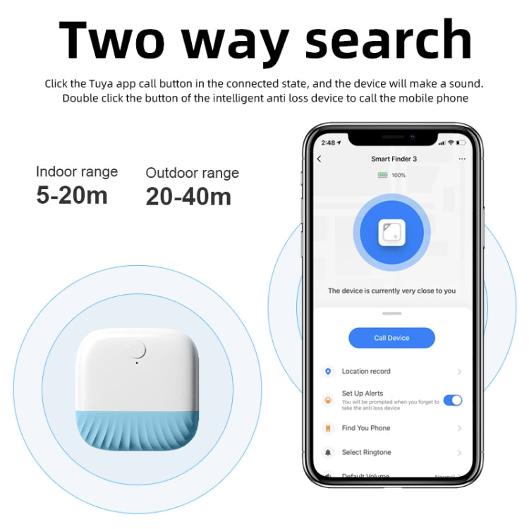 Wallet Key Finder Two Way Bluetooth Intelligent Anti-lost Device(Pink) - Anti-lost Alarm by PMc TechLife | Online Shopping South Africa | PMc TechLife | Buy Now Pay Later Mobicred