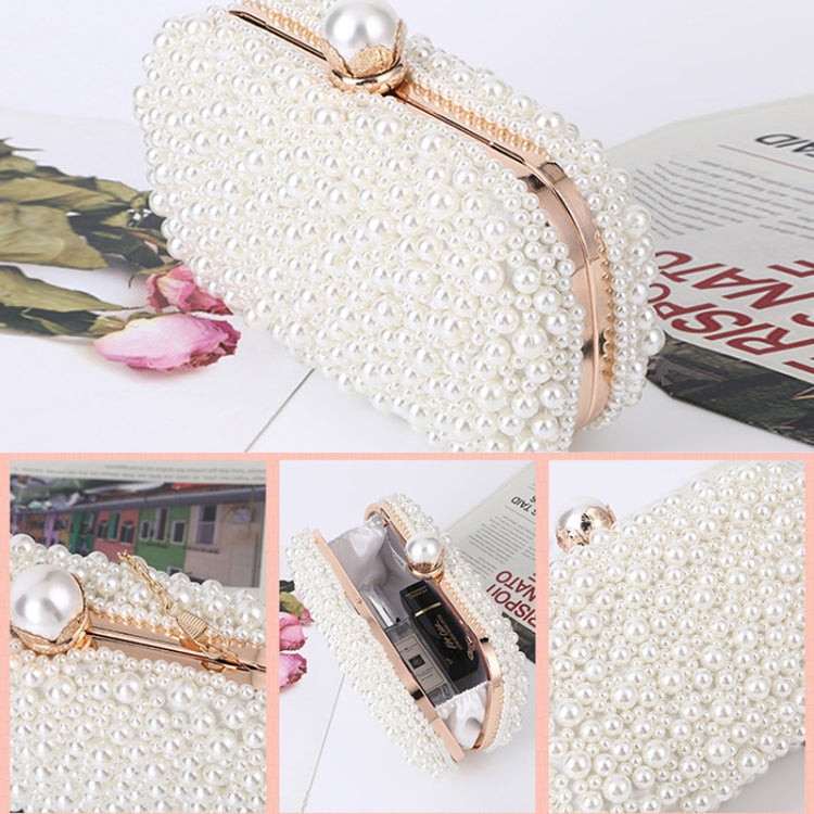 Pearl Evening Bag Soft Face Lock Ladies Shoulder Bag Crossbody Small Square Bag(White) - Single-shoulder Bags by PMC TechLife | Online Shopping South Africa | PMC TechLife