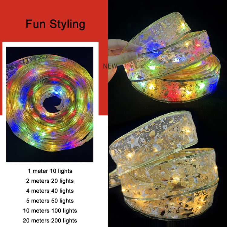 Christmas LED Lights Bronzing Double Ribbon String Lights, Specification: 10m(Gold Warm Light) - Decoration Lamps by PMC TechLife | Online Shopping South Africa | PMC TechLife
