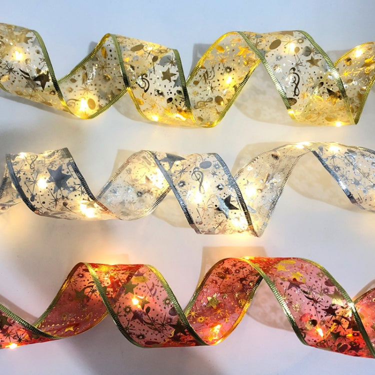 Christmas LED Lights Bronzing Double Ribbon String Lights, Specification: 10m(Gold Warm Light) - Decoration Lamps by PMC TechLife | Online Shopping South Africa | PMC TechLife
