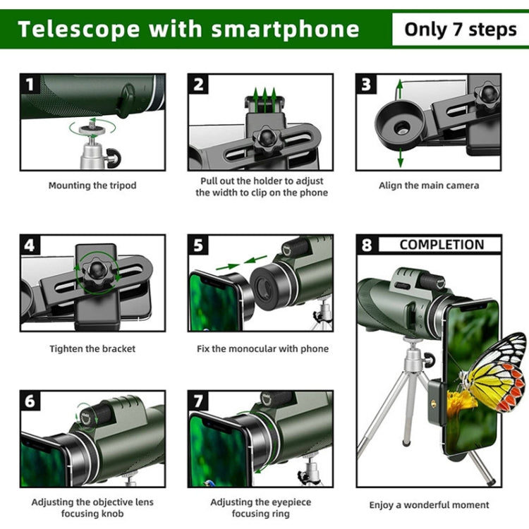 40X60 Outdoor Night Vision High Power HD Monocular (Standard+Universal Clip+Tripod) - Monocular Binoculars by PMC TechLife | Online Shopping South Africa | PMC TechLife