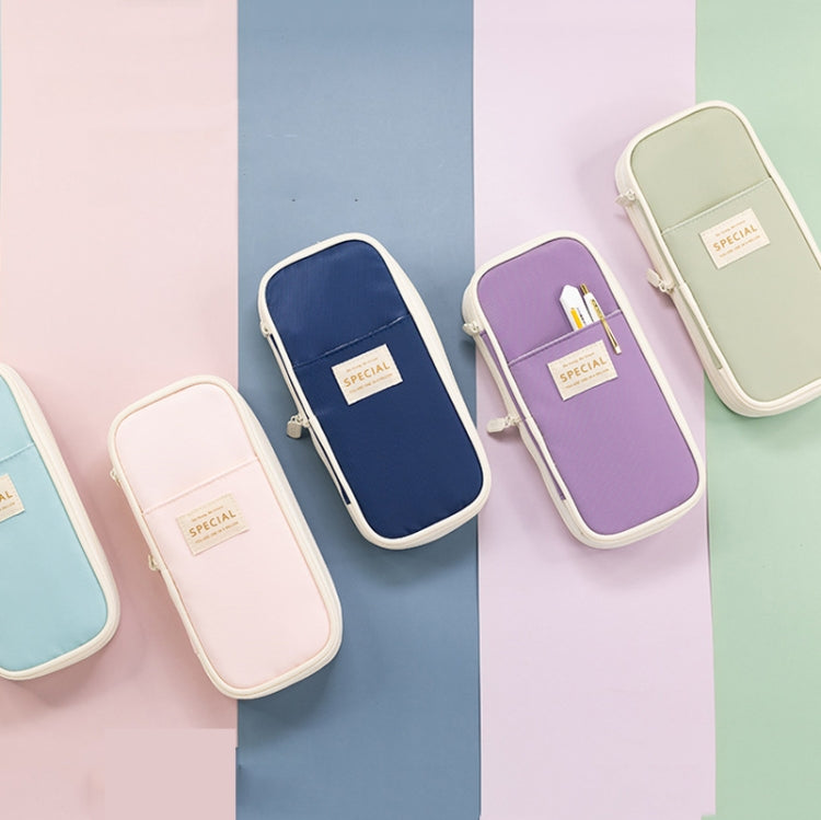 Angoo Macaron Double-layer Retractable Large-capacity Pencil Case Stationery Box(Dark Blue) - File Folder by Angoo | Online Shopping South Africa | PMC TechLife | Buy Now Pay Later Mobicred