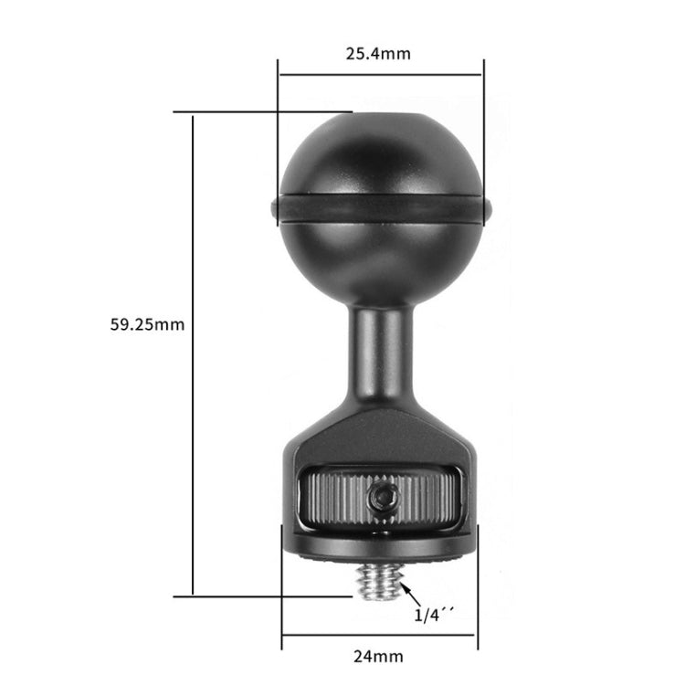 2.5cm Ball Head Clip for Action Camera Underwater Video Camera Light Diving Joint(Black) - Connection Mount by PMC Jewellery | Online Shopping South Africa | PMC Jewellery | Buy Now Pay Later Mobicred