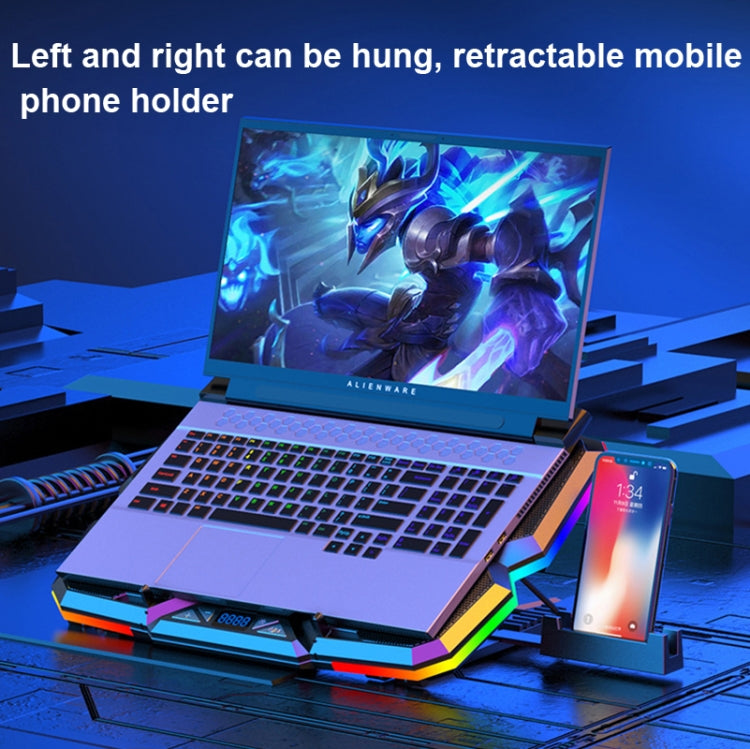 CoolCold  Five Fans 2 USB Ports Laptop Cooler Gaming Notebook Cool Stand,Version: Touch Symphony Blue - free shipping - PMC TechLife - Order now!