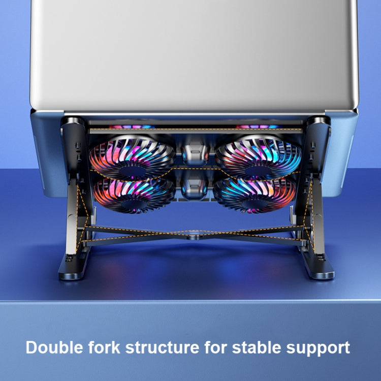 Laptop Radiator Bracket Folding Storage Air-cooled Cooling Base,Style: Four Fan - Cooling Pads by PMC Jewellery | Online Shopping South Africa | PMC Jewellery | Buy Now Pay Later Mobicred