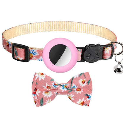 Anti-Lost Printed Bow Pet Collar with Bell for AirTag(Pink) - Pet Series by PMC Jewellery | Online Shopping South Africa | PMC Jewellery