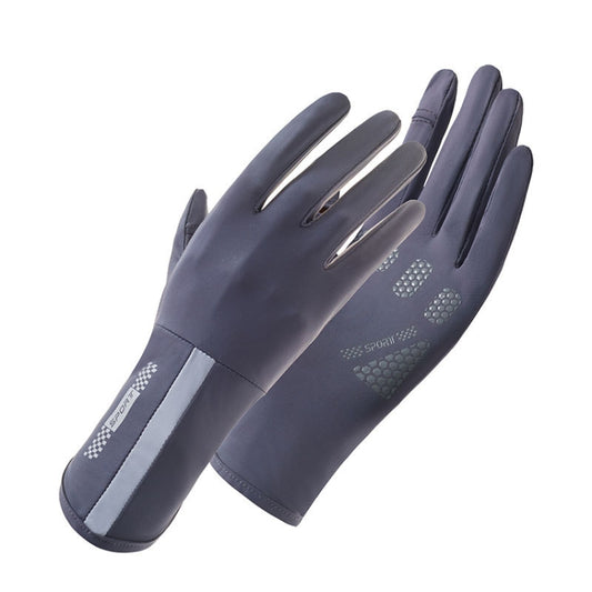 1 Pair XC-14 Riding Driving Sunscreen Anti-UV Fingerless Ice Silk Gloves, Style: Line (Dark Gray) - Safety Gloves by PMC Jewellery | Online Shopping South Africa | PMC Jewellery | Buy Now Pay Later Mobicred