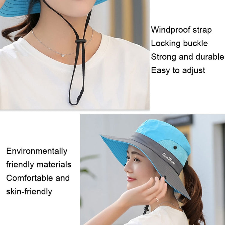 9002 Summer Women Outdoor Sun Hats Fisherman Hat With Ponytail Hole(Monochrome Adult Blue) - Peaked Cap by PMC Jewellery | Online Shopping South Africa | PMC Jewellery