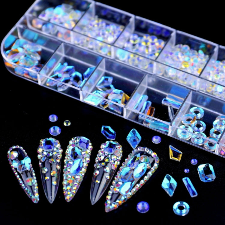 12 Grid Flat Bottom Shaped Nail Rhinestones Nail Decoration, Specification: 03 - Nail Stickers by PMC Jewellery | Online Shopping South Africa | PMC Jewellery | Buy Now Pay Later Mobicred