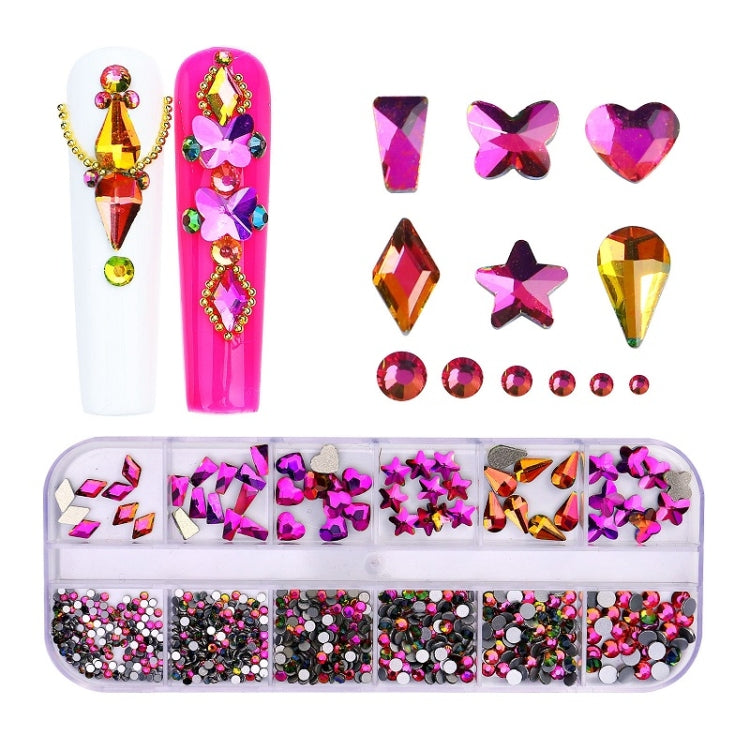 12 Grid Flat Bottom Shaped Nail Rhinestones Nail Decoration, Specification: 12 - Nail Stickers by PMC Jewellery | Online Shopping South Africa | PMC Jewellery | Buy Now Pay Later Mobicred