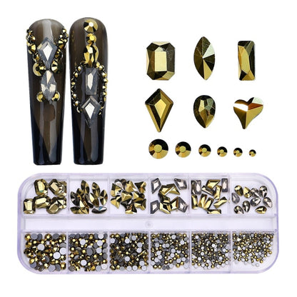 12 Grid Flat Bottom Shaped Nail Rhinestones Nail Decoration, Specification: 13 - Nail Stickers by PMC Jewellery | Online Shopping South Africa | PMC Jewellery | Buy Now Pay Later Mobicred