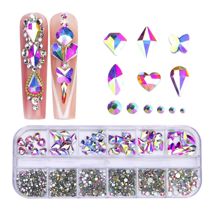 12 Grid Flat Bottom Shaped Nail Rhinestones Nail Decoration, Specification: 16 - Nail Stickers by PMC Jewellery | Online Shopping South Africa | PMC Jewellery | Buy Now Pay Later Mobicred