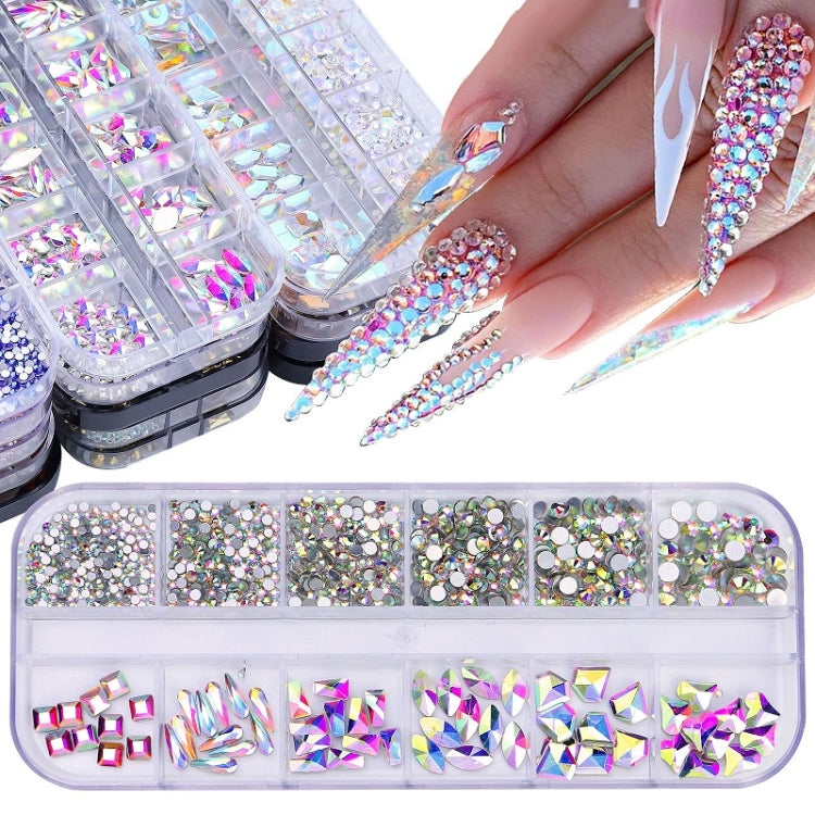 12 Grid Flat Bottom Shaped Nail Rhinestones Nail Decoration, Specification: 16 - free shipping - PMC Jewellery - Order now!