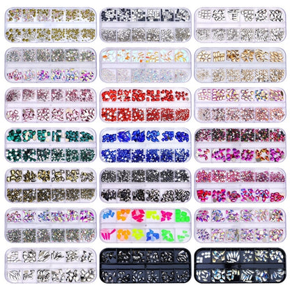 12 Grid Flat Bottom Shaped Nail Rhinestones Nail Decoration, Specification: 21 - Nail Stickers by PMC Jewellery | Online Shopping South Africa | PMC Jewellery | Buy Now Pay Later Mobicred