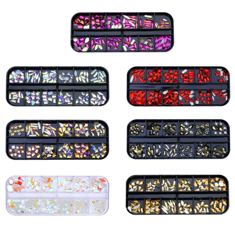 12 Grid Flat Bottom Shaped Nail Rhinestones Nail Decoration, Specification: 28 - Nail Stickers by PMC Jewellery | Online Shopping South Africa | PMC Jewellery | Buy Now Pay Later Mobicred