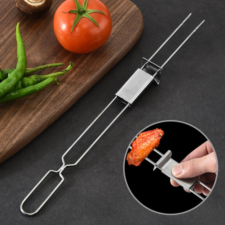 2 PCS Stainless Steel Semi-Automatic Double Head BBQ Fork Outdoor BBQ Tool - Cookwares & Tablewares by PMC Jewellery | Online Shopping South Africa | PMC Jewellery