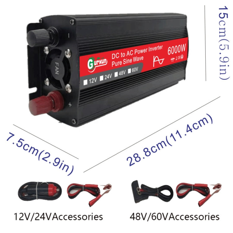 Gurxun 6000W High Power Sine Wave Inverter With Single Digital Display, Specification: 24V-220V - free shipping - PMC TechLife - Order now!