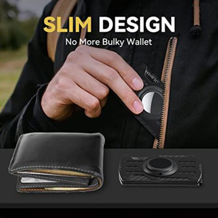 Men Ultra Slim Tracker Card Holder RFID Metal Card Holder for AirTag(Black) - Wallet Series by PMC TechLife | Online Shopping South Africa | PMC TechLife