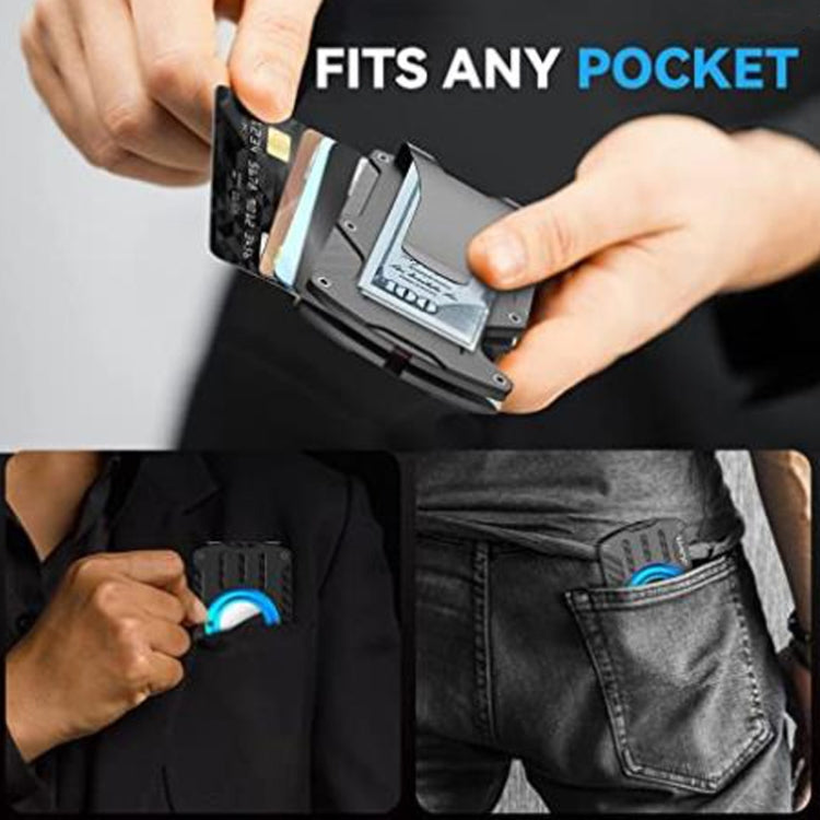 Men Ultra Slim Tracker Card Holder RFID Metal Card Holder for AirTag(Black) - Wallet Series by PMC TechLife | Online Shopping South Africa | PMC TechLife