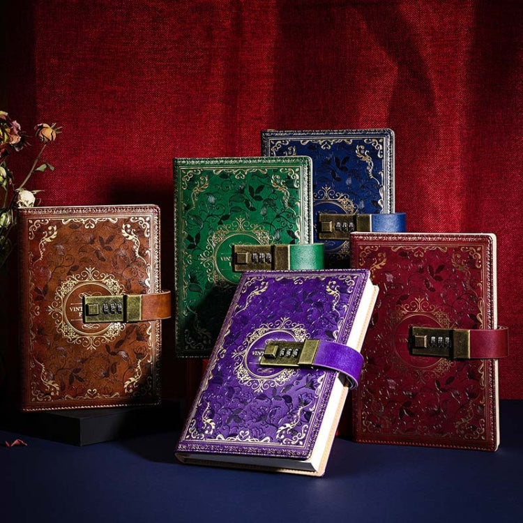 B6 PU Leather Retro Password Book With Lock Diary Hand Book(Blue) - Notebooks by PMC TechLife | Online Shopping South Africa | PMC TechLife