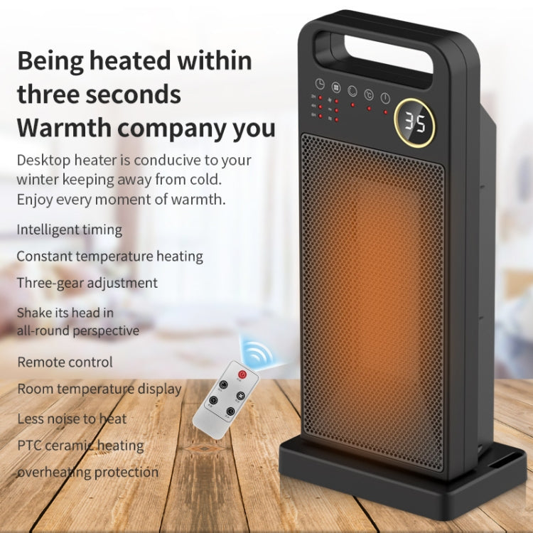 LCD Digital Display Rotary Remote Control Heater PTC Ceramic Heating Heater, Spec: UK Plug (Black) - Electric Heaters by PMC TechLife | Online Shopping South Africa | PMC TechLife | Buy Now Pay Later Mobicred