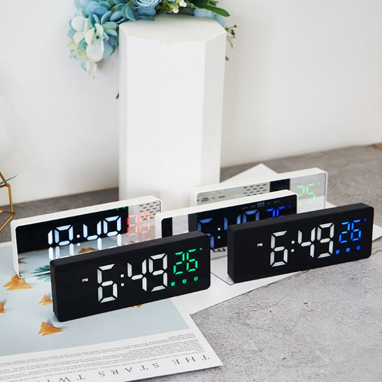 0715 Voice-activated LED Mute Date Temperature Display Electronic Clock(White Shell Green Light) - Alarm Clocks by PMc TechLife | Online Shopping South Africa | PMc TechLife | Buy Now Pay Later Mobicred