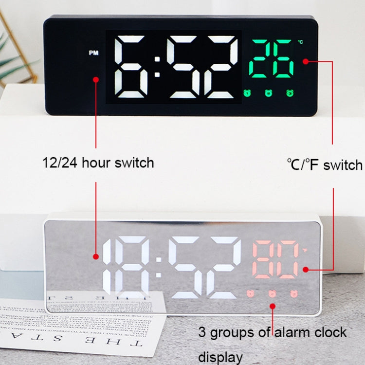 0715 Voice-activated LED Mute Date Temperature Display Electronic Clock(White Shell Red Light) - Alarm Clocks by PMc TechLife | Online Shopping South Africa | PMc TechLife | Buy Now Pay Later Mobicred