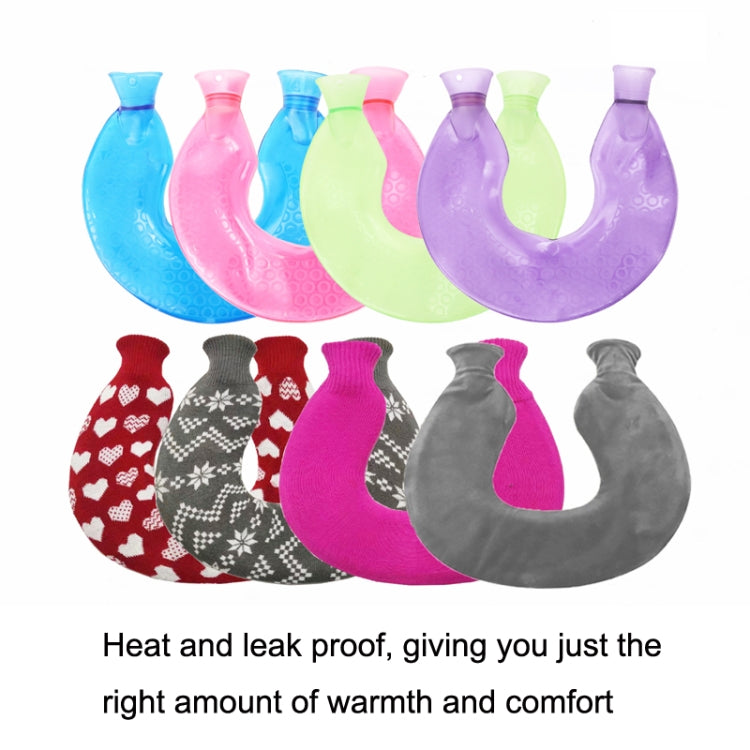 U-shaped PVC Hot Compress Shoulder And Neck Explosion-proof Water Injection Hot Water Bag(Green Beige Crystal) - free shipping - PMC TechLife - Order now!