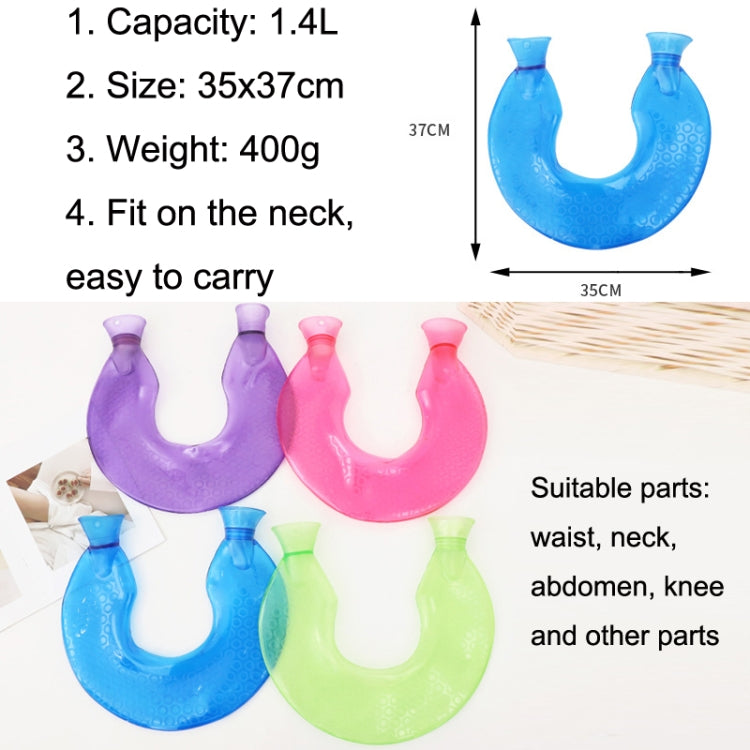 U-shaped PVC Hot Compress Shoulder And Neck Explosion-proof Water Injection Hot Water Bag(Green Beige Crystal) - free shipping - PMC TechLife - Order now!