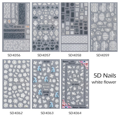 2 PCS 5D Stereoscopic Hollow Lace Nail Stickers Nail Art 3D Flower Embossed Stickers(5D-K57) - Nail Stickers by PMC Jewellery | Online Shopping South Africa | PMC Jewellery | Buy Now Pay Later Mobicred