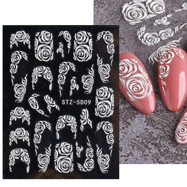 5D Three-dimensional Carved Nail Art Stickers Rose Pattern Embossed Nail Stickers(Stz-5D09) - Nail Stickers by PMC Jewellery | Online Shopping South Africa | PMC Jewellery | Buy Now Pay Later Mobicred