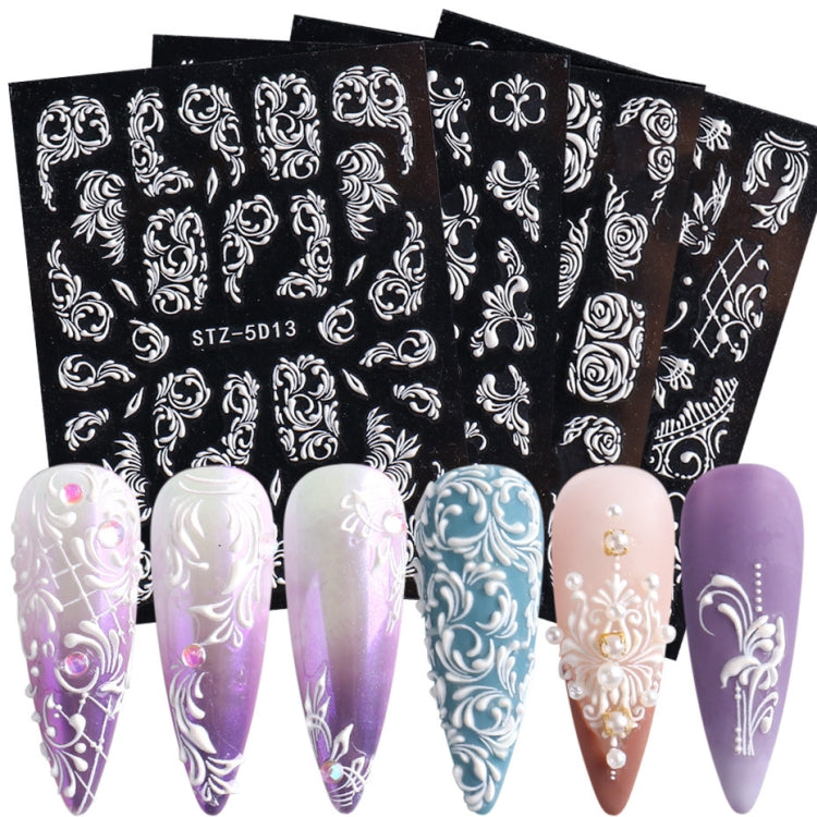 5D Three-dimensional Carved Nail Art Stickers Rose Pattern Embossed Nail Stickers(Stz-5D15) - Nail Stickers by PMC Jewellery | Online Shopping South Africa | PMC Jewellery | Buy Now Pay Later Mobicred