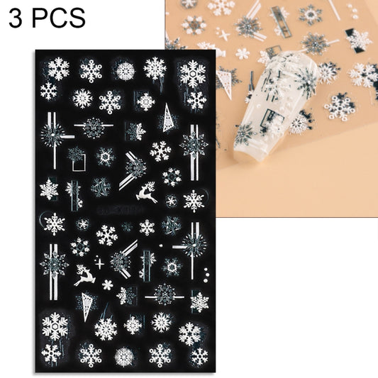 3 PCS 5D Embossed Nail Stickers Christmas Snowflake Elk Nail Stickers(5D-K120) - Nail Stickers by PMC Jewellery | Online Shopping South Africa | PMC Jewellery | Buy Now Pay Later Mobicred