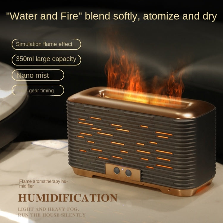 350ml Simulated Flame Aromatherapy Humidifier With Timing Function(Gold) - free shipping - PMC TechLife - Order now!