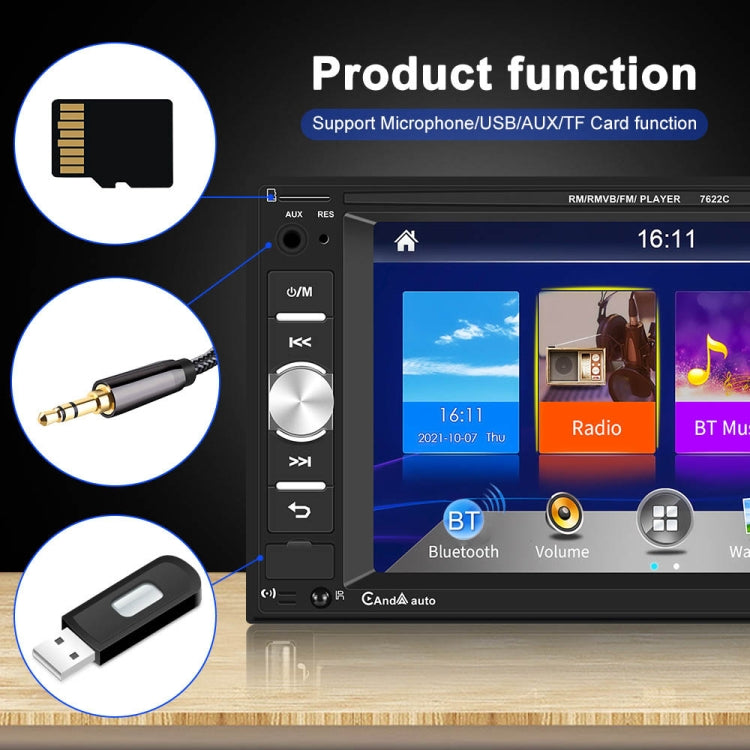 7622C 6.2 inch Dual Spindle HD Car Universal MP5 Carplay Player, Style: Standard+4 Light Camera - Car MP3 & MP4 & MP5 by PMC TechLife | Online Shopping South Africa | PMC TechLife | Buy Now Pay Later Mobicred