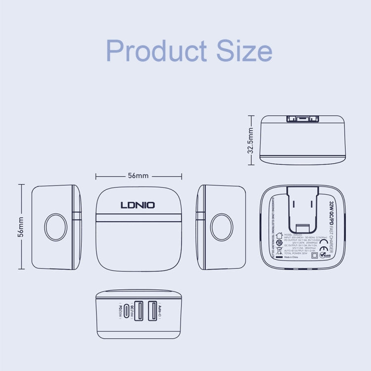LDNIO A3513Q 32W QC3.0 3 USB Ports Phone Adapter EU Plug with 8 Pin Cable - USB Charger by LDNIO | Online Shopping South Africa | PMC TechLife | Buy Now Pay Later Mobicred