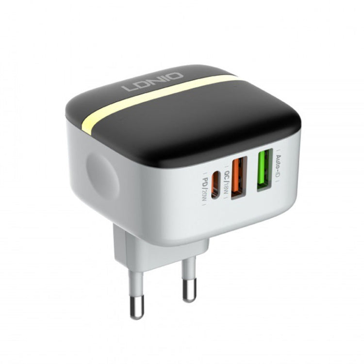 LDNIO A3513Q 32W QC3.0 3 USB Ports Phone Adapter EU Plug with Type C to 8 Pin Cable - USB Charger by LDNIO | Online Shopping South Africa | PMC TechLife | Buy Now Pay Later Mobicred