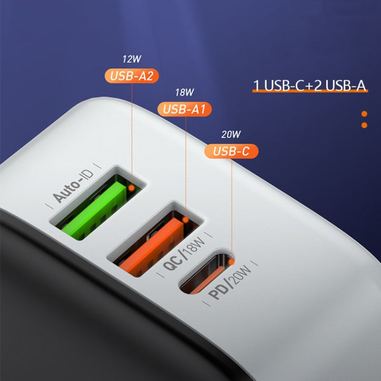 LDNIO A3513Q 32W QC3.0 3 USB Ports Phone Adapter EU Plug with Type C to 8 Pin Cable - USB Charger by LDNIO | Online Shopping South Africa | PMC TechLife | Buy Now Pay Later Mobicred