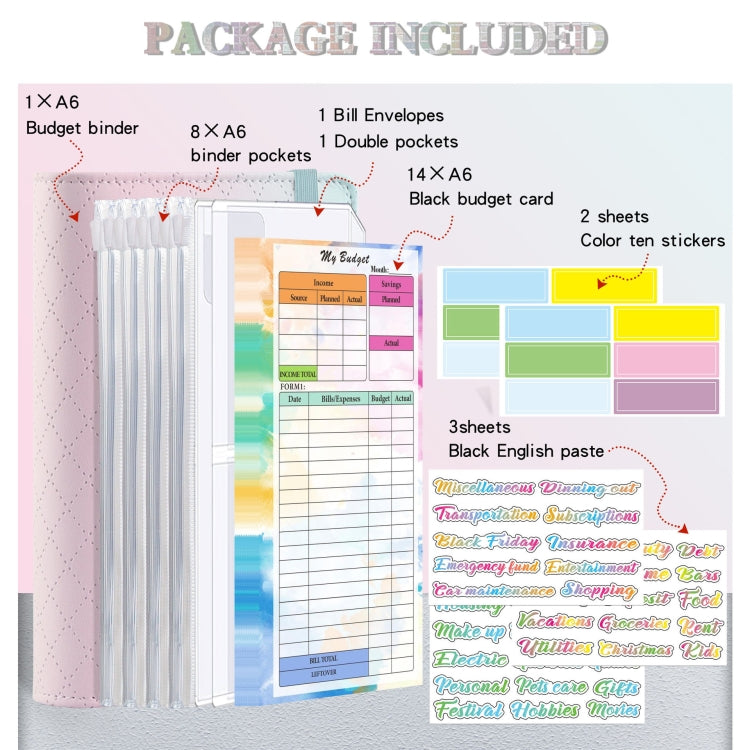 A6 Gradient Macaroon Loose-leaf Handbook Cash Budget Book(Gray White) - Notebooks by PMC TechLife | Online Shopping South Africa | PMC TechLife