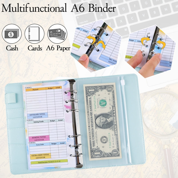 A6 Gradient Macaroon Loose-leaf Handbook Cash Budget Book(Green Yellow Pink) - Notebooks by PMc TechLife | Online Shopping South Africa | PMc TechLife | Buy Now Pay Later Mobicred
