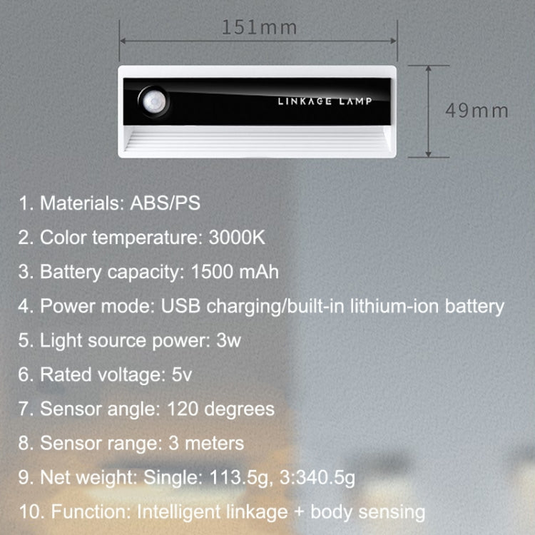 3PCS TW-L56 Linkage Human Body Induction Night Light USB Magnetic Corridor Lamp - free shipping - PMC TechLife - Order now!