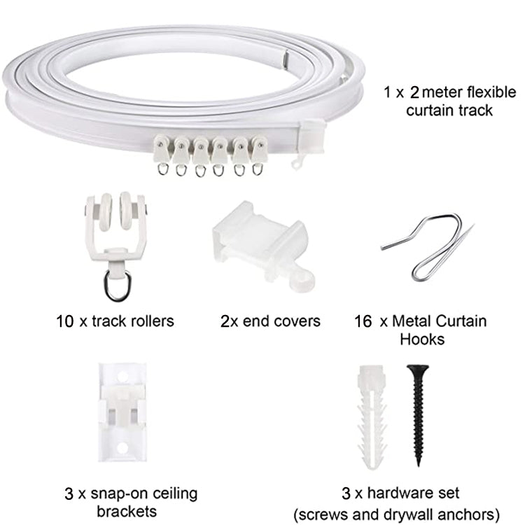 Model Steel Track Set Flexible Silent Slide Track Track with Hooks, Size: 2m - free shipping - PMC TechLife - Order now!