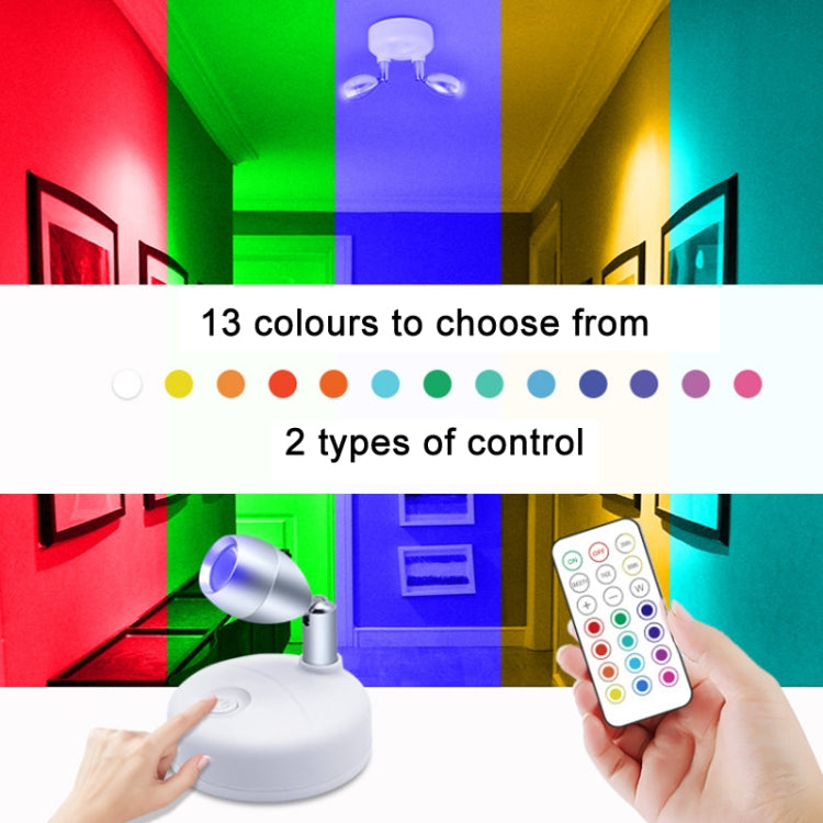 C2755 Double Head 2 Lights Wireless RGB Remote Control Cabinet Ambient Spotlight - Novelty Lighting by PMC TechLife | Online Shopping South Africa | PMC TechLife | Buy Now Pay Later Mobicred