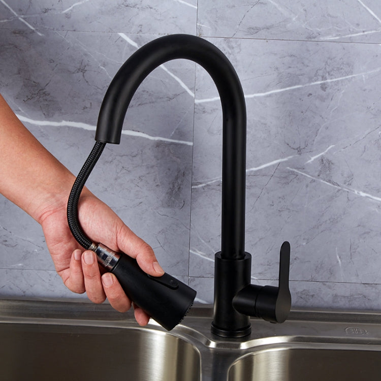 Kitchen Pull-out Faucet Stainless Steel Sink Telescopic Universal Faucet,Spec: CLH002 Black - Faucets & Accessories by PMC TechLife | Online Shopping South Africa | PMC TechLife