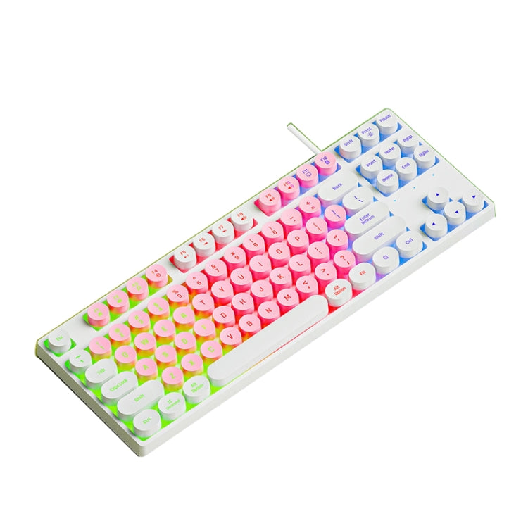 Dark Alien DK100 87 Keys Hot Plug-In Glowing Game Wired Mechanical Keyboard, Cable Length: 1.3m(White Pink) - Wired Keyboard by Dark Alien | Online Shopping South Africa | PMC Jewellery | Buy Now Pay Later Mobicred