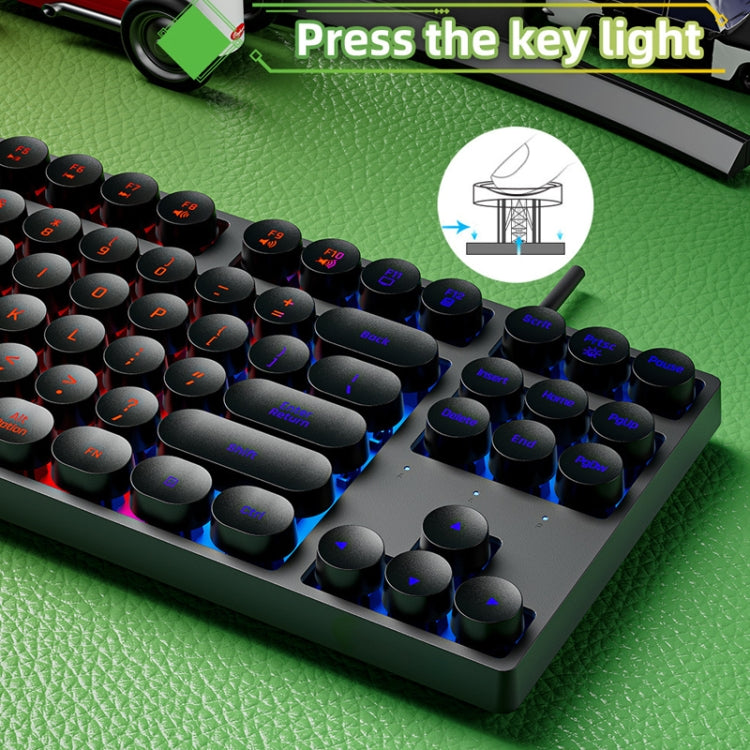 Dark Alien DK100 87 Keys Hot Plug-In Glowing Game Wired Mechanical Keyboard, Cable Length: 1.3m(White Pink) - Wired Keyboard by Dark Alien | Online Shopping South Africa | PMC Jewellery | Buy Now Pay Later Mobicred