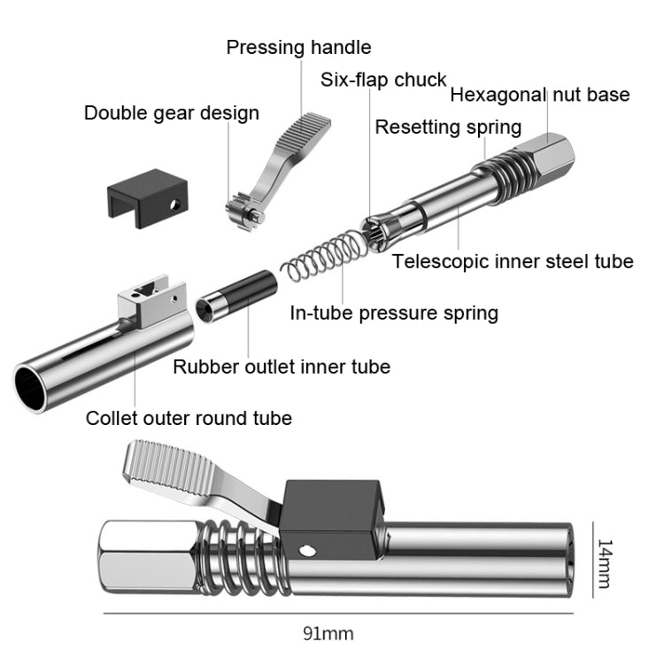 PC002 Lock Clamp Type High Pressure Grease Nozzle, Style: Butter Mouth+80cm Hose - Other Tools by PMC TechLife | Online Shopping South Africa | PMC TechLife | Buy Now Pay Later Mobicred