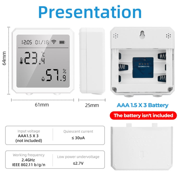 Wifi Temperature And Humidity Meter Sensor Equipment Smart Home Graffiti APP Temperature And Humidity Sensor(Black) - Smart Switch by PMC TechLife | Online Shopping South Africa | PMC TechLife | Buy Now Pay Later Mobicred