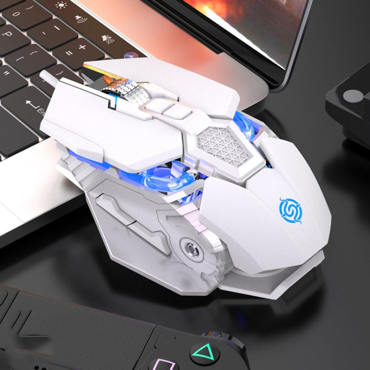 K-Snake Q18 9 Keys 6400DPI Glowing Machine Wired Gaming Mouse, Cable Length: 1.5m(White) - free shipping - PMC Jewellery - Order now!